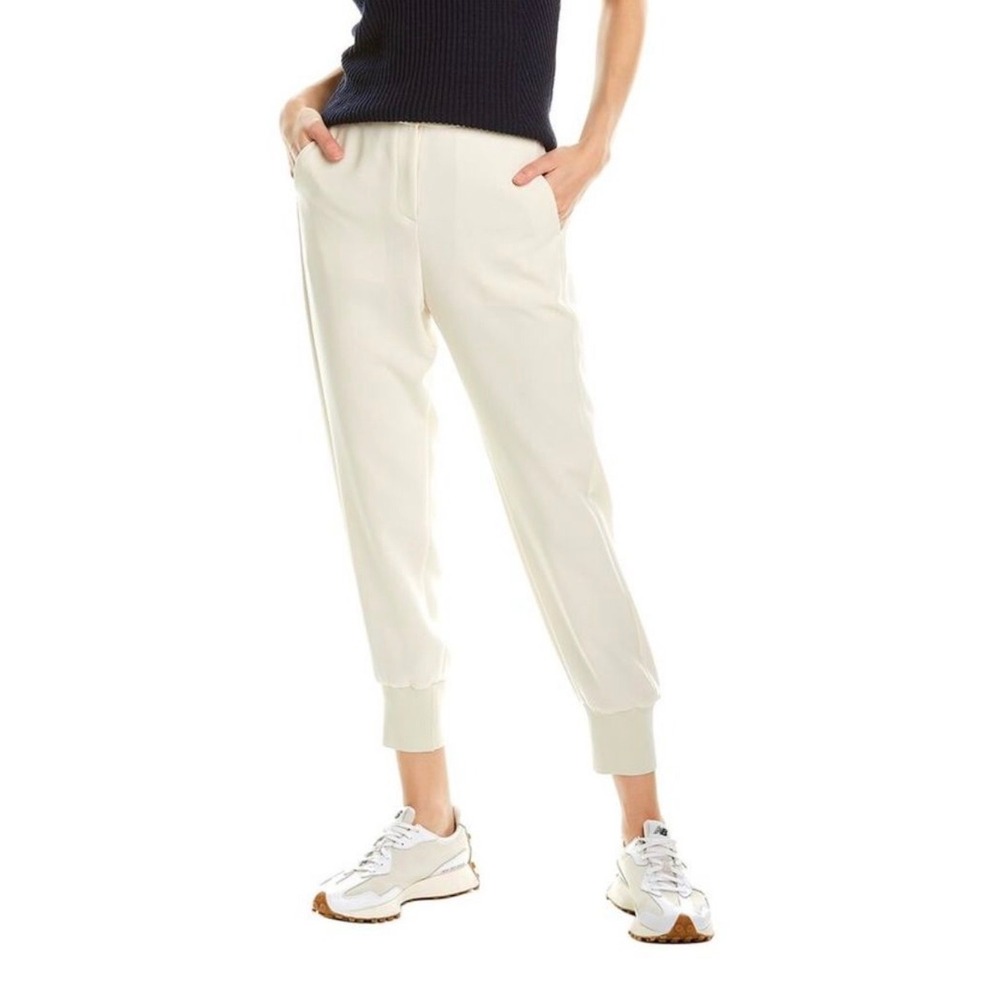 Theory Womens Essential Jogger Classic Crepe Pants Cream Ivory Size‎ L